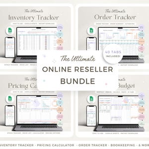 Online reseller Spreadsheetbundel Google Spreadsheets Voorraadtracker Verkoopordertracering Prijscalculator eBay Amazon Poshmark Vinted Depop