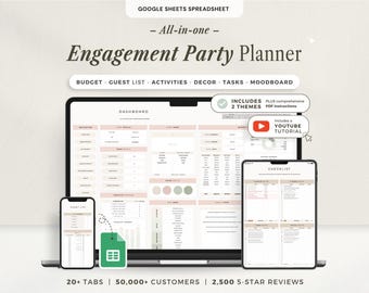 Engagement Party Planner Spreadsheet Engagement Planning Google Sheets Guest List Engagement Budget Tracker Itinerary Checklist Template