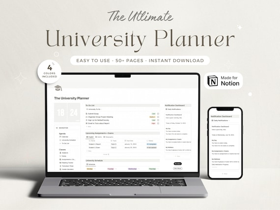 Notion University Template Academic Notion Template Student Notion Student Planner Template Phd Notion College Template Minimal Aesthetic