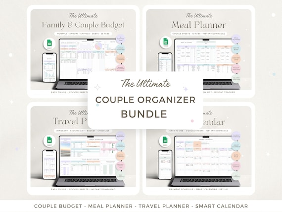 Couple Annual Budget Weekly Meal Planner Travel Itinerary Bill Tracker Grocery Monthly Budget Spreadsheet Google Sheets Bundle Organization