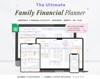 Familie und Paar Jahresbudget Google Sheets Tabelle monatlich zweiwöchentlich Budget Tracker Haushaltsplaner Rechnungskalender Debt Tracker 50/30