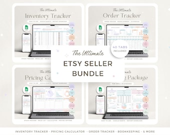 Etsy Seller Spreadsheet Bookkeeping Google Sheets Inventory Tracker Order Pricing Calculator Income and Expenses Business Etsy Accounting