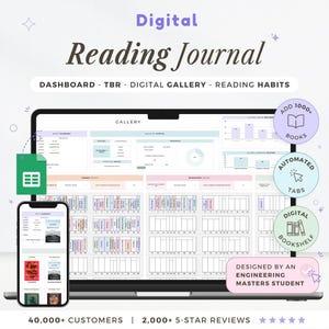 2025 Digital Reading Journal Book Tracker Spreadsheet Reading Planner Daily Reading List Google Sheets Book Collection TBR Log Book Review