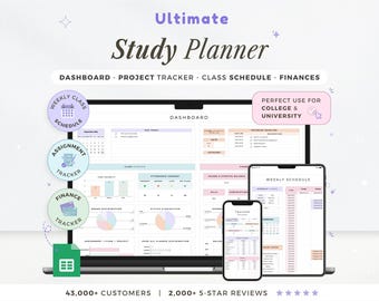 Study Planner Spreadsheet Academic Student Planner School Homework Tracker Assignment Google Sheets Task Tracker To-Do List Weekly Dashboard