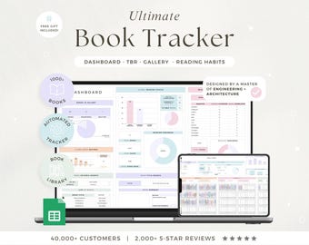 Digitaler Buch Tracker Leseplan Tabelle Buch Journal Lesetagebuch Google Sheets TBR Planner Buchbesprechung Leseliste Geschenk für Buchliebhaber