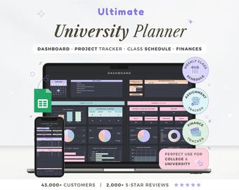 University Planner Spreadsheet Student Template Google Sheets Student Planner College Assignment Tracker Task Class Timetable Study Planner