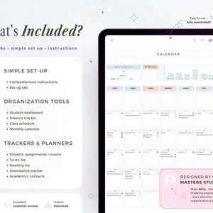 Assignment Tracker Spreadsheet Student Planner Google Sheets Calendar ...