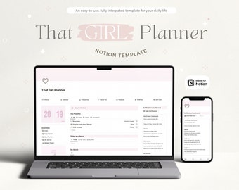 That Girl Notion Template Life Planner All in One Notion Template Student Notion Dashboard GTD Notion Calendar ADHD Notion Planner Aesthetic