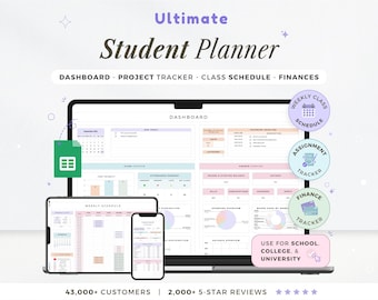 Student Planner Spreadsheet Assignment Tracker Academic Planner Google Sheets Study Planner College Task Tracker To Do List University Exam