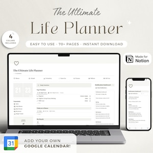 Ultimate Notion Template Planner Notion Life Planner Notion Dashboard Notion Planner Noção Estética Calendário Google TDAH Noção Orçamento