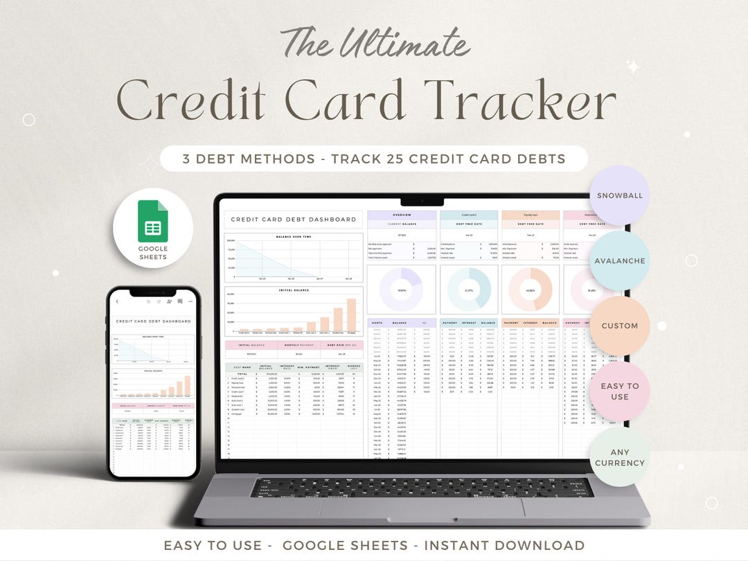 Credit Card Payoff Debt Tracker Google Sheets Debt Snowball Spreadsheet ...