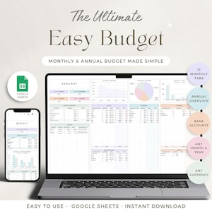 Easy Budget Planner Google Sheets Budget Spreadsheet Monthly Budgeting by Paycheck Planner Expense Tracker Annual Budget Tracker Bill Debt