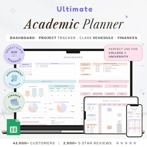 Academic Planner Spreadsheet 2025 Student Planner Google Sheets School Assignment Tracker Course Online Study Planner College Spreadsheet