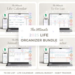 2025 Levensplanner Google Spreadsheets Planner Digitale organisator Budgettracker Takenlijstsjabloon Kalender 2025 Spreadsheet ADHD Gewoontetracker