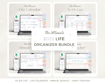 2025 Life Planner Google Sheets Planner Digital Organizer Budget Tracker To Do List Template Calendar 2025 Spreadsheet ADHD Habit Tracker