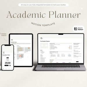 Notion Template Student Planner All in One Notion Life Planner Notion Template College Notion ADHD Notion Personal Planner Minimal Aesthetic