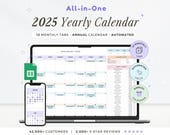 2025 Calendar Spreadsheet Google Sheets Yearly Calendar Monthly Tracker Routine Daily Schedule Weekly Calendar Spreadsheet Calendar Daily