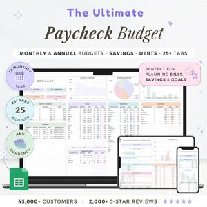 Paycheck Budget Spreadsheet Weekly Budget Monthly Budget Biweekly Bill Tracker Debt Tracker Financial Planner Google Sheets Debt Tracker
