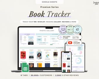 Modèle de suivi de lecture Google Sheets, planificateur de lecture, journal de lecture, liste de livres à lire, cadeau pour amoureux des livres, bibliothèque numérique, journal de lecture, modèle de critique