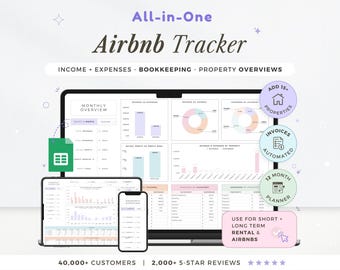Airbnb Spreadsheet Vacation Rent Tracker Property Income Expense Google Sheets Booking Calendar Template Rent Bookkeeping Management Tracker