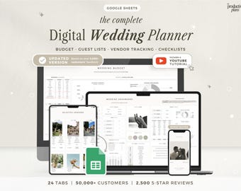 Digital Wedding Planner Wedding Budget Tracker Wedding Timeline Spreadsheet Wedding Guest List Wedding Gift Planning Checklist Google Sheets