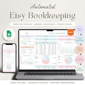 Etsy Seller Bookkeeping Spreadsheet POD Small Business Planner Etsy Accounting Income Tracker Google Sheets Printify Business Tax Planner