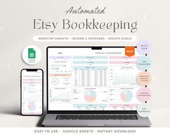 Etsy Verkäufer Buchhaltung Tabelle POD Small Business Planer Etsy Buchhaltung Income Tracker Google Sheets Printify Business Steuerplaner