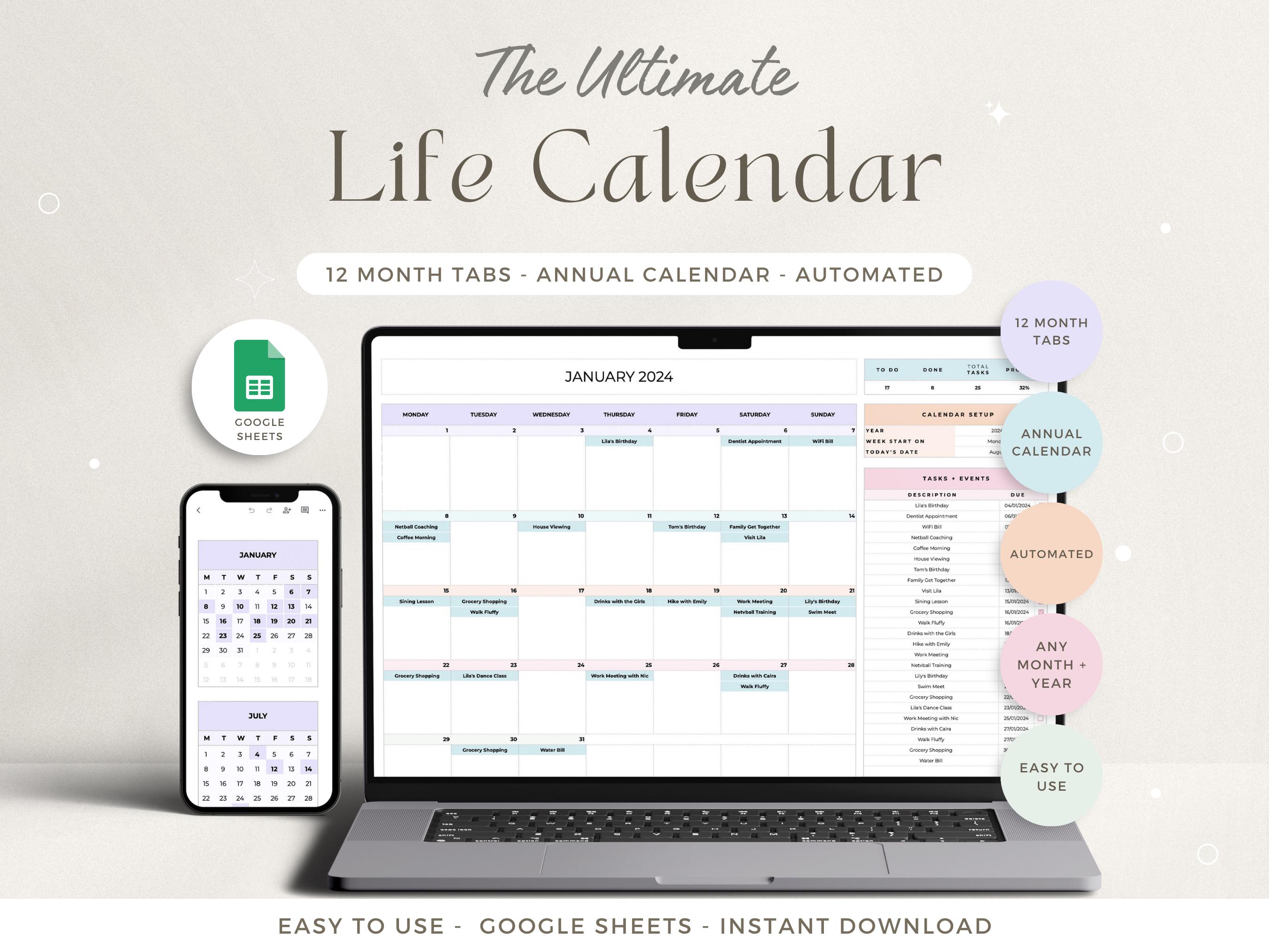 Digital Planner Spreadsheet Google Sheets Calendar Monthly Tracker Routine Daily Schedule Weekly Calendar Spreadsheet Calendar Daily Biweek