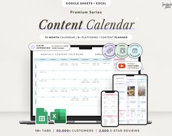 Social Media Content Calendar Template Monthly Content Planner Google Sheets Social Media Planner Post Spreadsheet Instagram TikTok Facebook