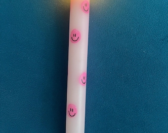 Dip-Dye LED-ljus med timer: Rosa smiley
