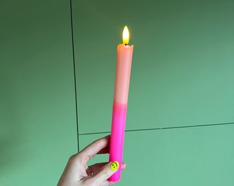 Dip-Dye LED Candles with Timer: Orange/Pink