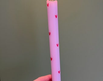 Dip-Dye LED Candles with Timer: Heart Pink