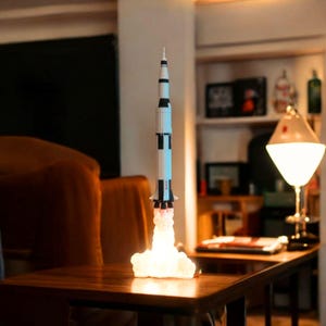 Saturn V Rocket Lamp, 3D Printed Desk Light,Nasa Space Decor, Nasa Light Gift Space Lover Lamp Space X Table Lamp Space Room