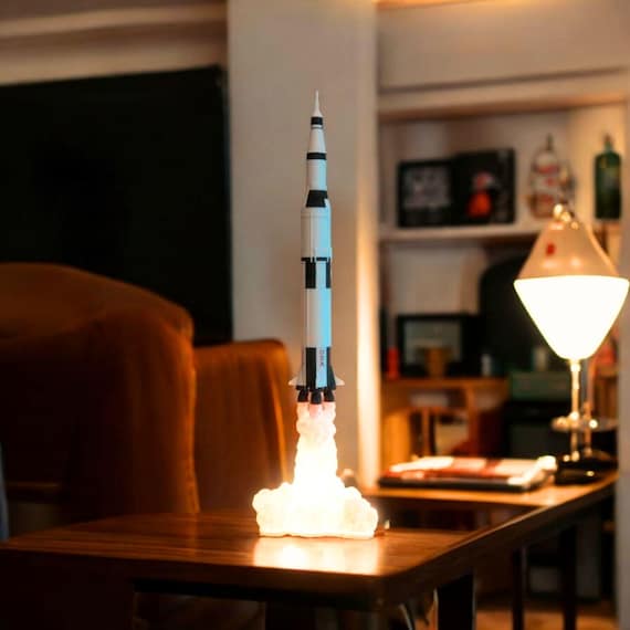 Saturn V Rocket Lamp, 3D Printed Desk Light,Nasa Space Decor, Nasa Light Gift Space Lover Lamp Space X Table Lamp Space Room