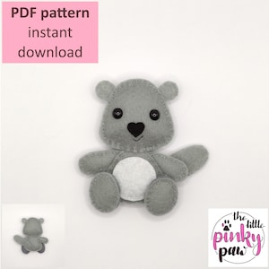 Squirrel felt sewing pattern pdf tutorial (instant digital download), woodland animal pocket hug gift to make for friends and family