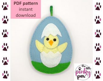 Easter Chick Felt Ornament Sewing Pattern, Easter Decoration (PDF Download)