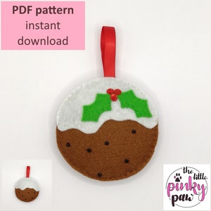 Christmas Pudding Felt Ornament Sewing Pattern, Christmas Holiday Decoration (PDF Download)