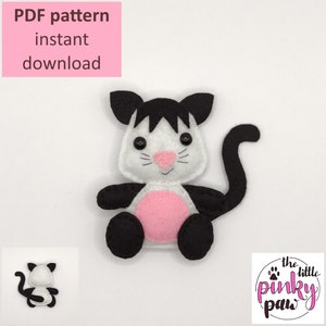 Cat felt sewing pattern pdf tutorial (instant digital download), pet animal pocket hug gift to make for friends and family