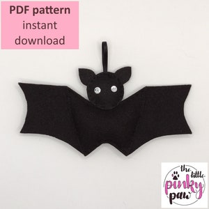Bat felt sewing pattern pdf tutorial (instant digital download), Halloween decoration ornament gift to make for friends and family