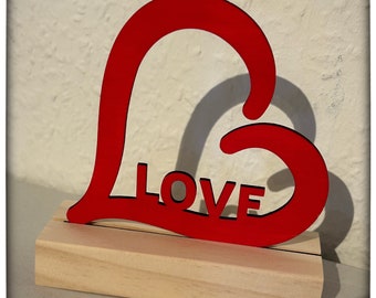 Schriftzug Herz Love Aufsteller Holz