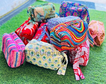 Set Of 3 Block Print Toiletry Bags, Cotton Makeup Bag, Cosmetic Bag,Block Print Bag - Free Shipping