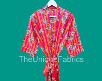 100% Pure Cotton Summer Kimono, Handmade Kimono Robe, Dragon Printed Cotton Kimono, Long Dressing Gown, Women's Clothing