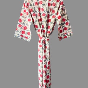 Peignoir kimono en coton, Peignoir de demoiselle d'honneur à carreaux, Vêtements de nuit d'été, Taille unique plus image 4
