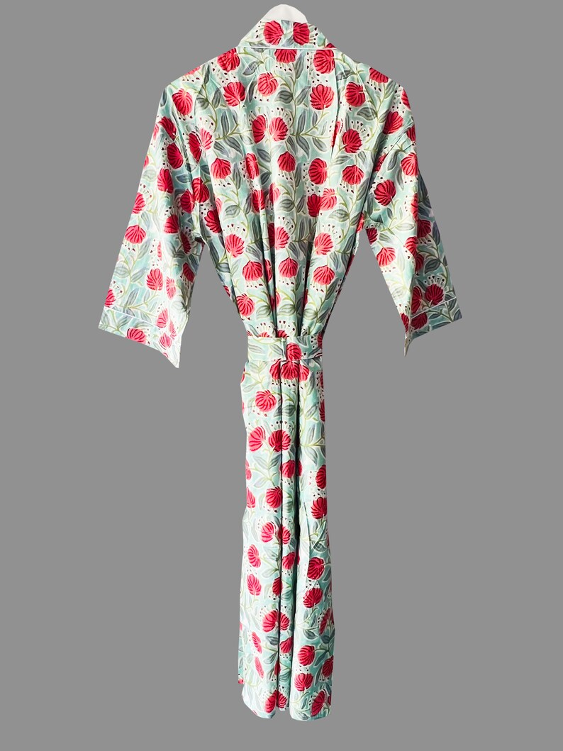 Peignoir kimono en coton, Peignoir de demoiselle d'honneur à carreaux, Vêtements de nuit d'été, Taille unique plus image 8