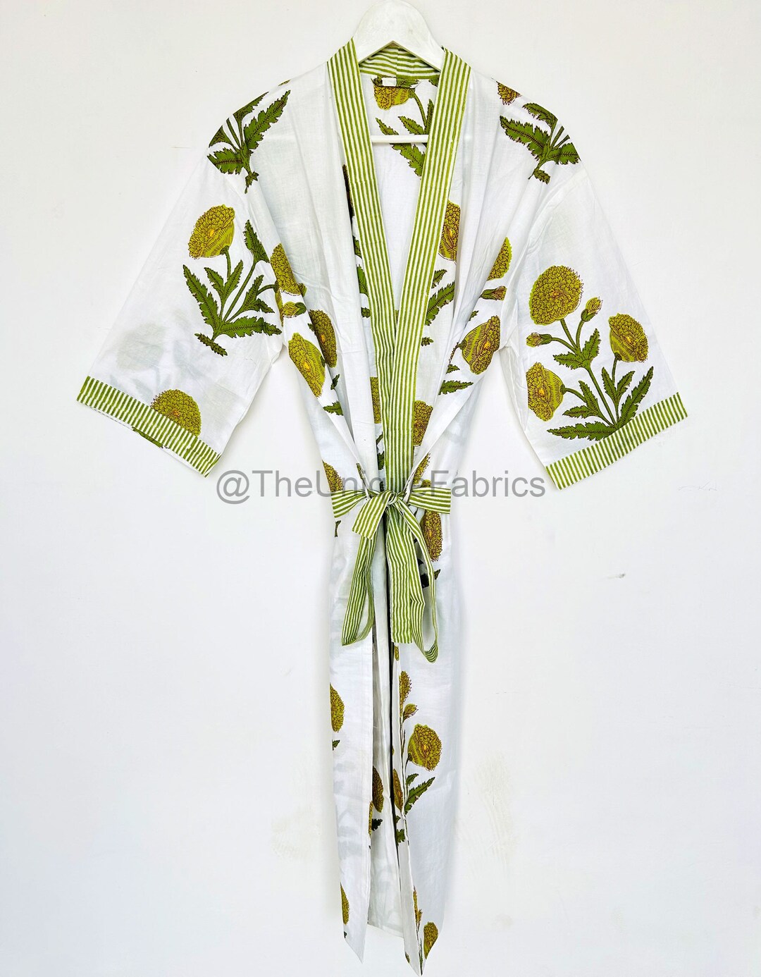 Green Floral Beach Kimono Soft Summer Robe Women's Etsy