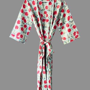 Peignoir kimono en coton, Peignoir de demoiselle d'honneur à carreaux, Vêtements de nuit d'été, Taille unique plus Vert