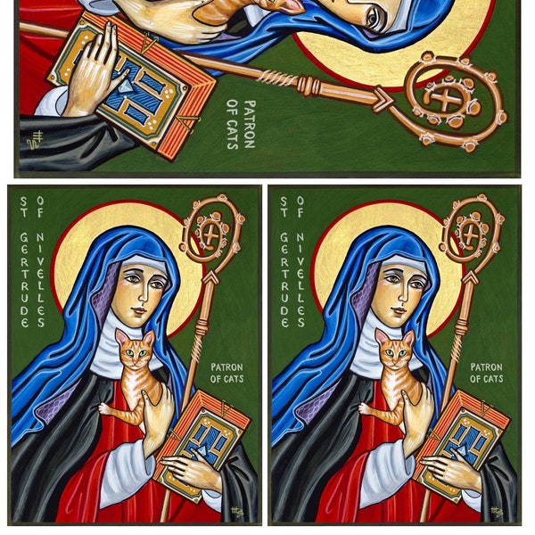 Sint Gertrude van Nijvel A3 rijstpapier voor decoupage Heiligen en engelen thema mixed media diy