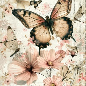 Papel de arroz A4 - A3 para decoupage Papeles de arroz únicos Papel de arroz con mariposas Decoración infantil Arte de pared para bebé niño niña Animal bebé Lienzo reventado