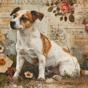 Papel de arroz A4 - A3 para decoupage Papeles de arroz únicos Papel de arroz para perros Decoración de guardería Arte de pared para bebé niño niña Animal bebé Lienzo reventado Perro