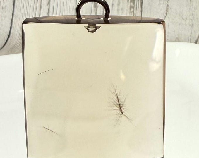 Smoky Quartz with Golden Rutile Pendant, Rutilated Smoky Quartz, 925 Sterling Silver Clasp